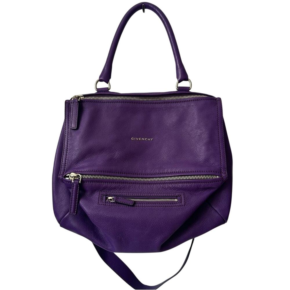 Givenchy Pandora Bag Purple Leather Medium Crossbody & Shoulder Strap Authentic